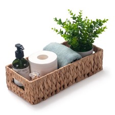 Toilet Paper Basket for Back of Toilet Water Hyacinth Long Narrow Wicker Bath...