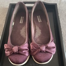 Sz 8 Skechers Women's Purple Synthetic Slip-On Flats Bow Accent Casual