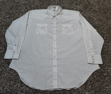 New Sheplers Shirt Mens 19 Tall White Pearl Snap Western Long Sleeve Polyester