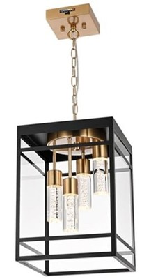 Outdoor LED Pendant Light Fixtures for Porch,5CCT Large 4 Lights Black Brass