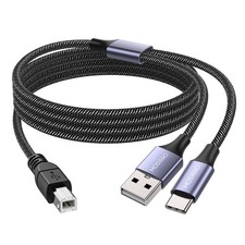 1 PCS 6.6FT/2M USB C To MIDI Cable USB 2.0 Printer Cord Male To Male Black