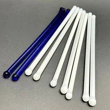 Mixed Lot Of 9 Vintage Glass Bar Drink Swizzle Sticks Stirrers Cobalt Blue White
