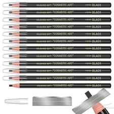 12 Piece Black Colour Waterproof Eyebrows Pencil Tattoo Makeup And 