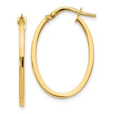 10k Yellow Gold Polished Oval Hoop Earrings 0.95gm L-26.75 mm W-19 mm for Mom