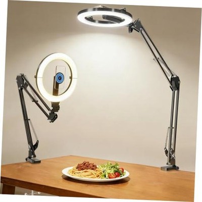 Magnetic Overhead Phone Mount with 10  Ring Light, 5000mAh Flexible