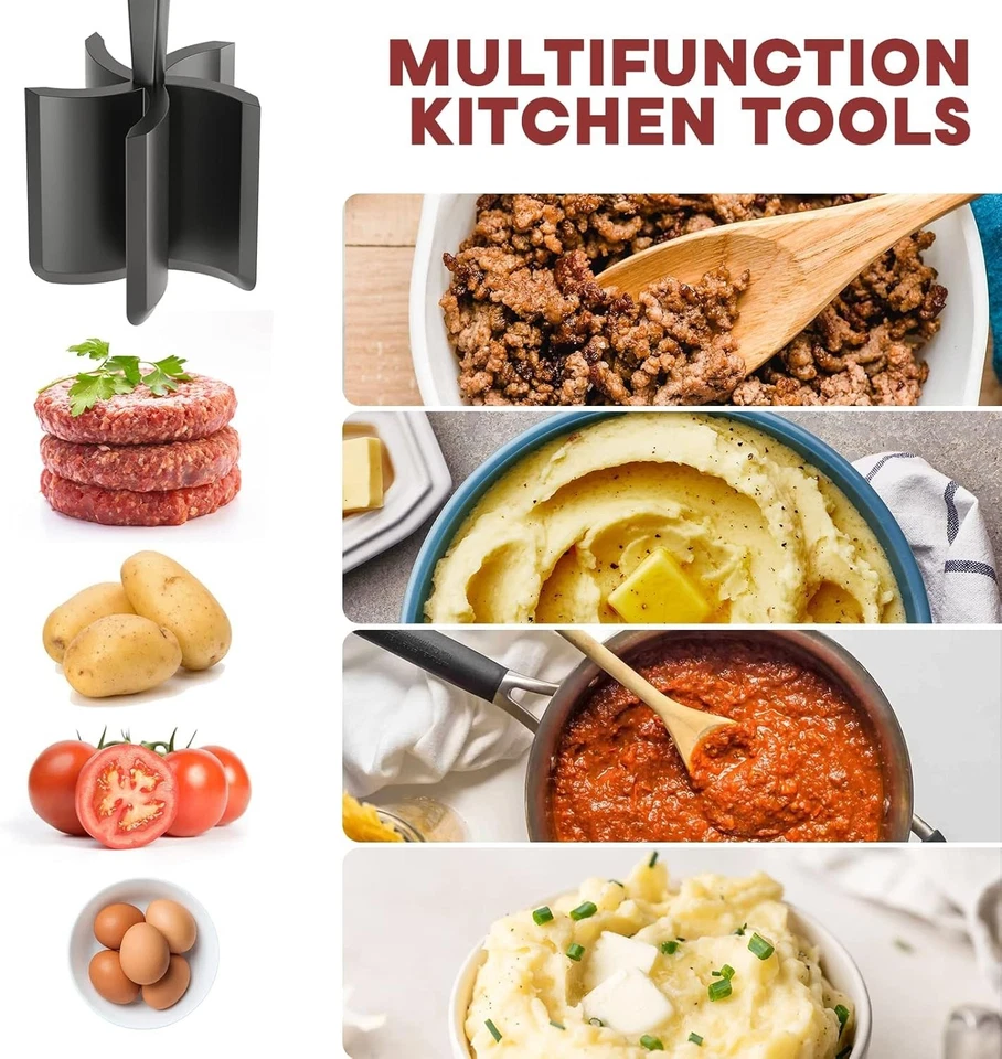 2Pcs Meat Chopper, Hamburger Grinder, Premium Heat Resistant Smasher for Ground - Image 4 of 4