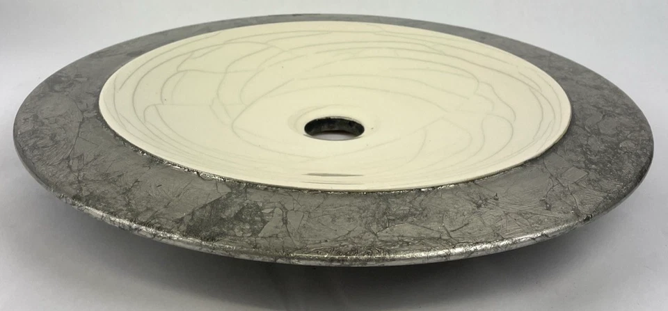 Fregadero redondo de vidrio de diseño metálico plateado diseño de decoración moderna OD 15,5" Foto 2 de 4