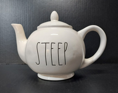 Rae Dunn Artisan Collection by Magenta White Ceramic ''STEEP'' Tea Pot