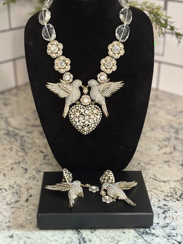 Heidi Daus Sweet Lovers Necklace & Clip Earrings! Rare & Perfect!!