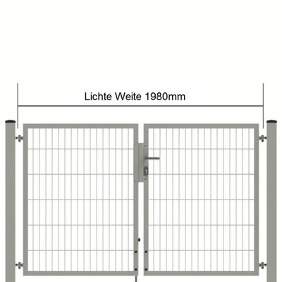 Doppeltor PROFI 2-flg. B=3500mm RAL6005 Doppelstabmattenzaun Gartentor Zaun Tor