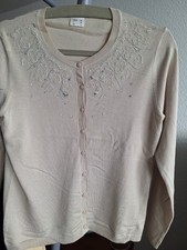 Cremefarbene Feinstrickjacke Gr. 38
