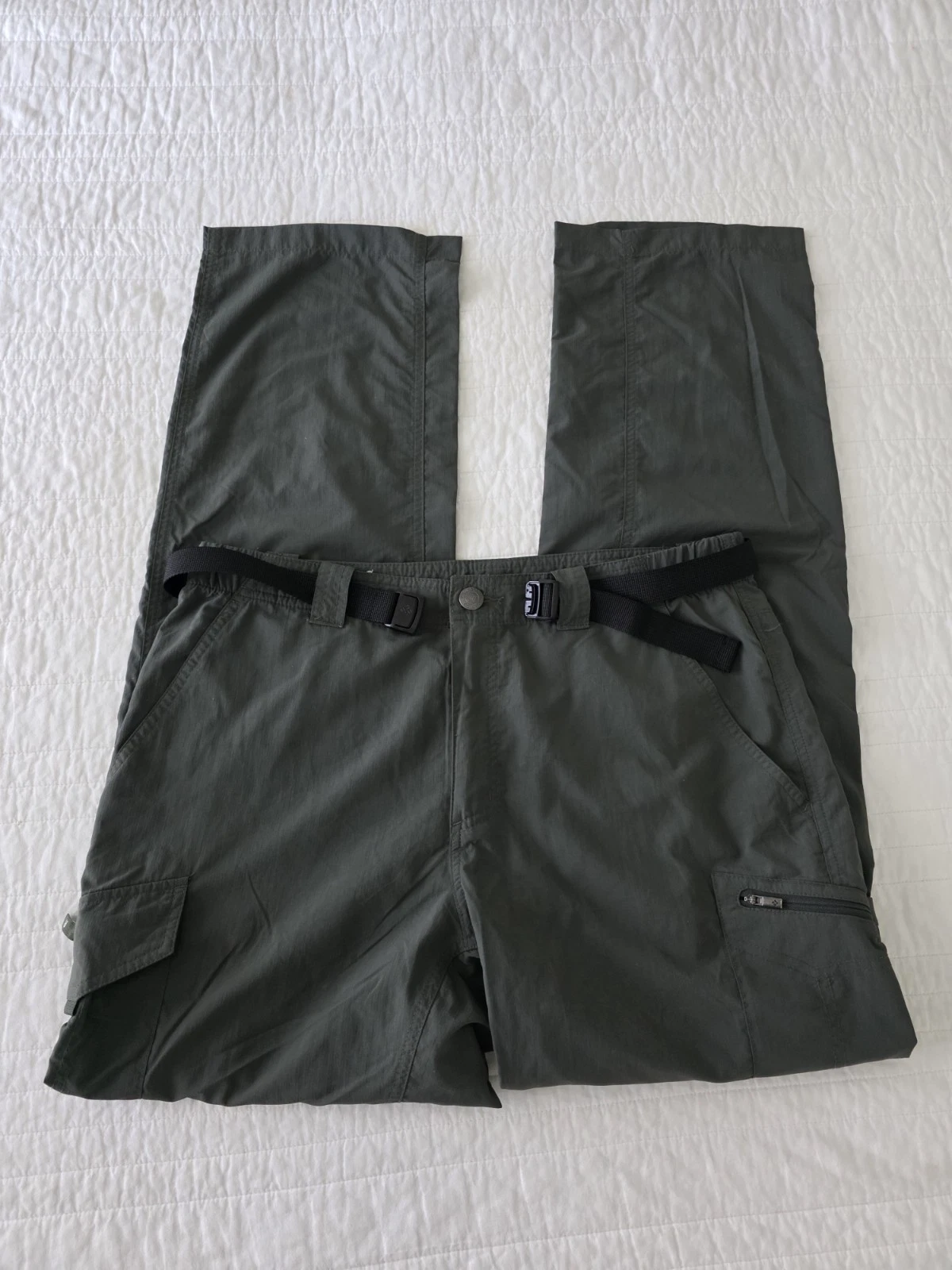 Columbia Men 34/32 Zip Off Convertible Hiking Pants 100% Nylon Green