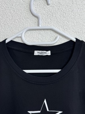 NWT Valentino VLTN T Shirt Black Cotton Star Print Women's Size L