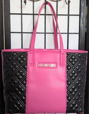 Love Moschino Black  Fuchsia PU Borsa Tote New With Tags  Dust Cover Bag