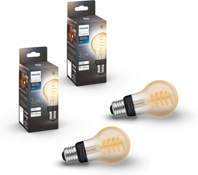 Smart 40W A19 LED Bulb 2-Pack - Warm to Cool White - Works with Alexa & Hue App