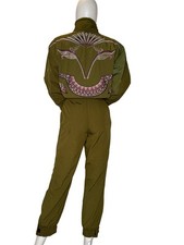 Vintage Bogner Ski suit Size 4 S Green Embroi...