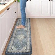17x59 inch Blue Anti Fatigue Kitchen Runner Mats Cushioned Comfort for Floor