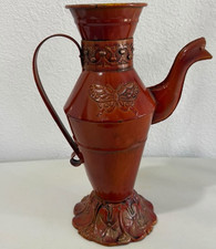 Large Vintage Brown Painted Metal Pitcher. De...