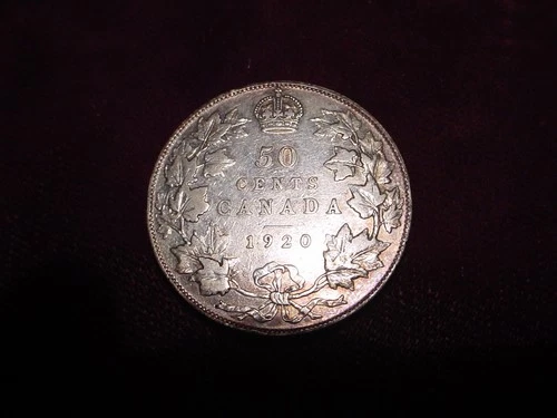 1920 CANADA SILVER 50 CENTS! - LARGE "0" -NICE!