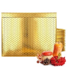 Gold Metallic Bubble Mailers Waterproof Padded Envelopes 50 Count 13.75 x 11 in
