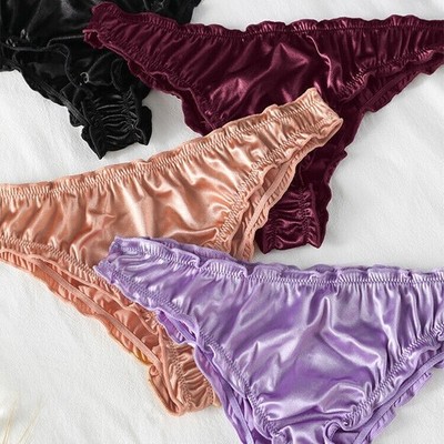 4 Pack Lot Sexy Womens Satin Panties Thong High Cut Underwear G string Bikinis