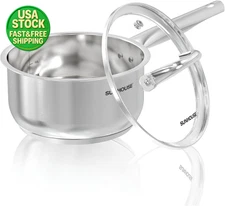 1.5 Quart Stainless Steel Saucepan with Lid Induction Base Stay Cool Handle