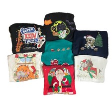 Vintage 80  s  90  s 7 Piece Christmas/Holiday Crewneck Resell Bundle Lot
