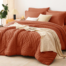 Burnt Orange King Size Comforter Set with Sheets  Pillowcases - 7 Pieces