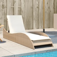 Sonnenliege Mit Auflage Poly Rattan Beige 60X205X73 Cm Garten Terrasse