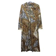 Attitudes by Renee Duster Maxi Shirt Dress Sz MP. Leopard Semi Sheer Duster