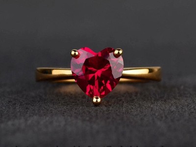 Solid 925 Silver Simulated Solitaire Engagement Ring Yellow Gold Over