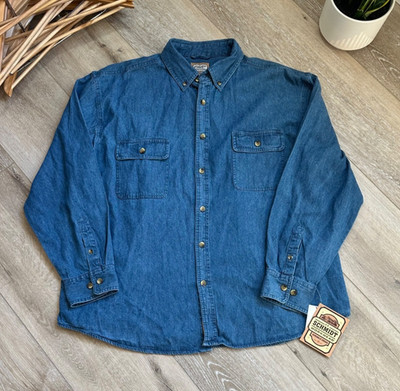 Vintage CE Schmidt Denim Button up Blue Pockets Western Rodeo Men's 2XL NWT