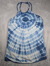 American Eagle Tie Dye Dress Womens Large Blue Halter Sleeveless Summer Festival