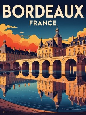 Foto A4 Poster Reise Vintage BORDEAUX - Kunstdruck Wanddeko 26853