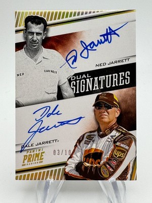2018 PRIME Racing NED JARRETT DALE JARRETT Holo Gold Dual Signatures Auto /10