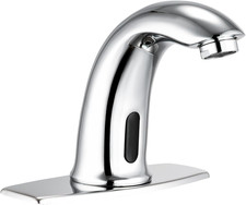 Automatic Touchless Bathroom Sink Faucet Bathroom Tap with Deck Plate, Battery o