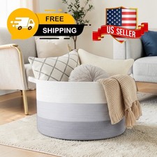 XXXL Cotton Rope Storage Basket Baby Laundry Toys Woven hamper 21.7"x13.8"