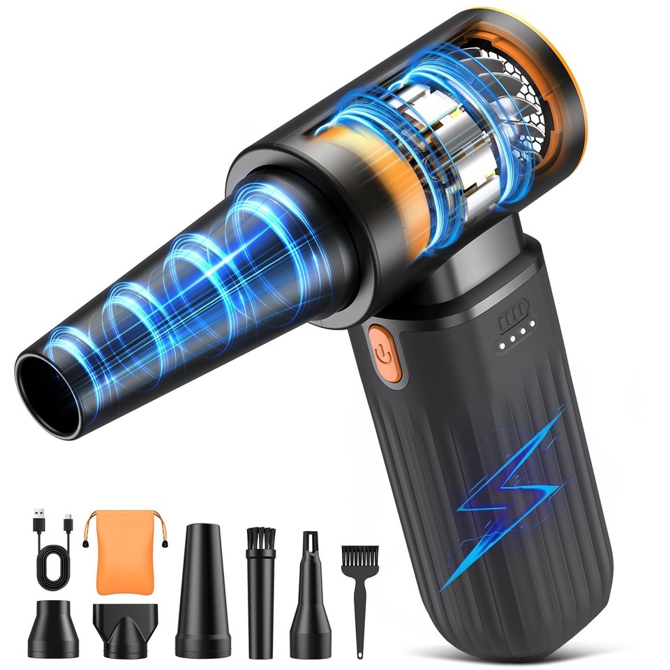 Computer Disinfectant Cordless Compressed Air Duster 260,000 RPM - Ultra 3-Speed Adjustable ...
