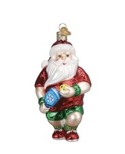 Old World Christmas PICKLEBALL SANTA (40339) Glass Ornament w/ OWC Box