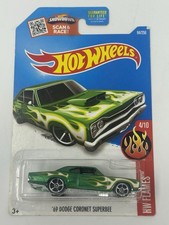 Hot Wheels 2016 Flames Green 69 Dodge Coronet Superbee 94 A11