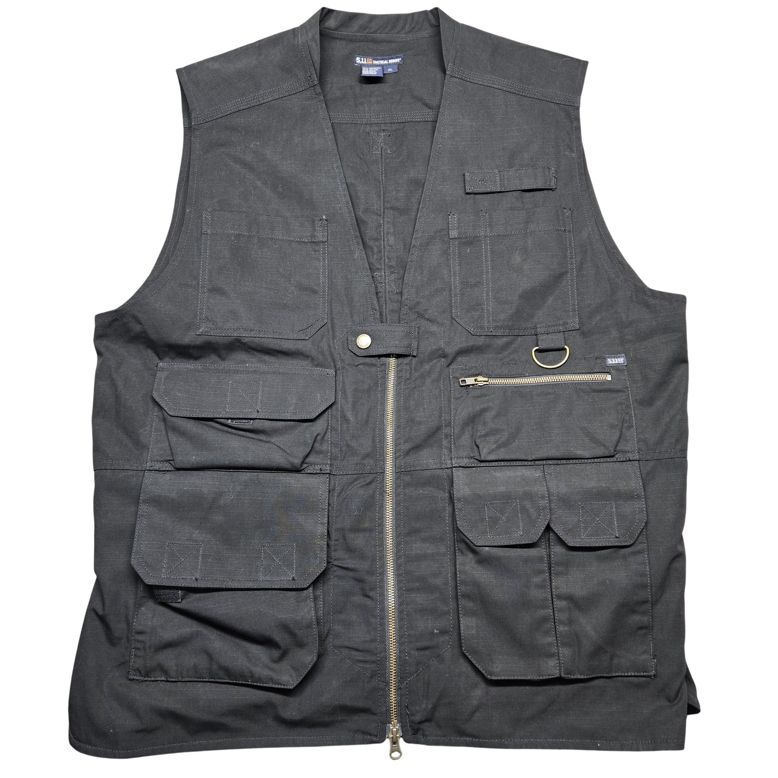5.11 Tactical Series Vest Mens XL Black Canvas Zip Pockets T