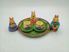 Vtg Mini Resin Bunny Tea Set Summco Collectible