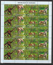 BURUNDI - 1971 AIRS African Wildlife 24f - Complete Sheet - Mint Never Hinged