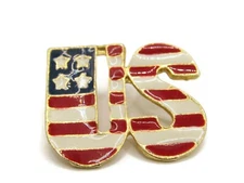 US United States Letters Flag Design Pin