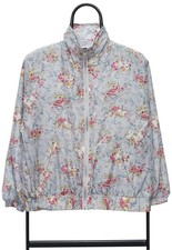 Eva Windbreaker Jacket Floral Pattern Full Zip Vintage Pastel Blue - Womens S