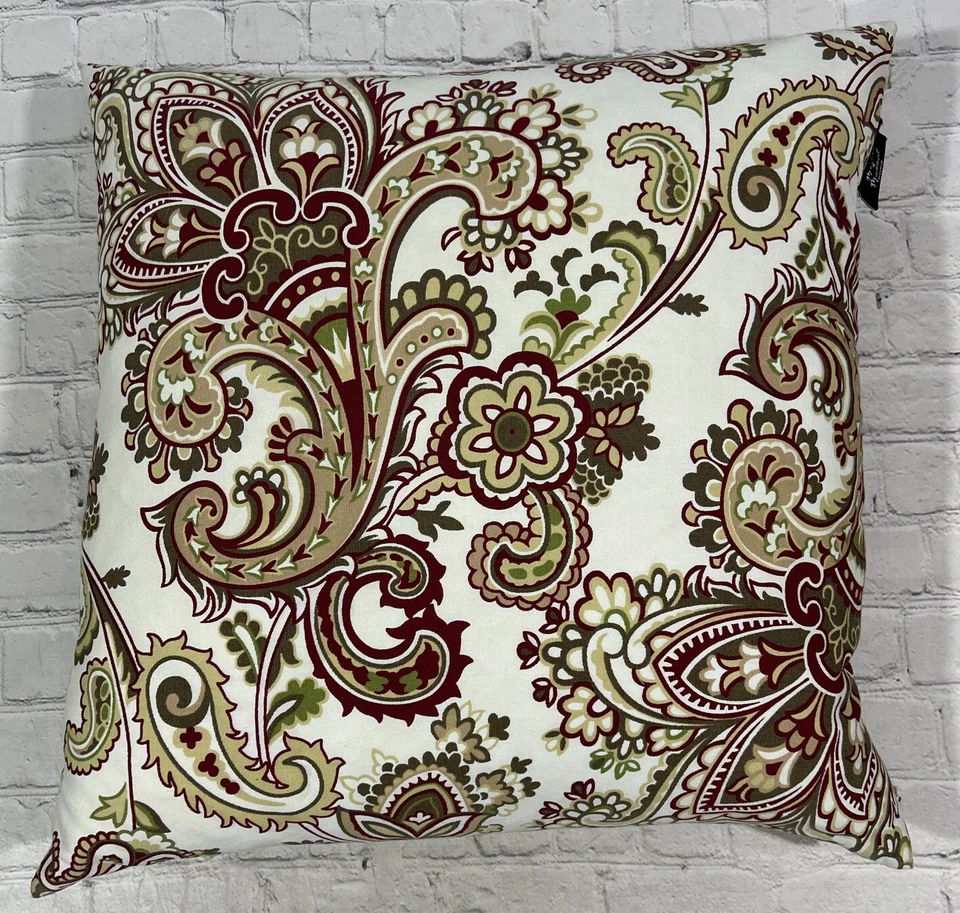 Mercer & Madison Home Decorative Pillow 20”x 20” Feather/Down Red Green Cream - Image 2 of 4