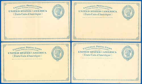 1881 Issued Mint LOT/4 #UX6 Postal Cards, Light Stains on Each, SCV $140.00!