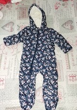 Tutina giubbotto invernale, bambina 9-12 mesi, primark, colore blu con i fiori