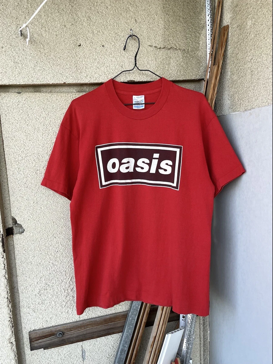Vintage Oasis 90s Single Stitch Box Logo Rock Brit Pop Tee T-Shirt Size L
