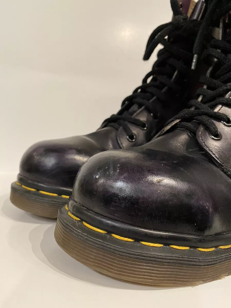 Vtg Dr Doc Martens 133 Women's US 6 Steel Toe 10 Eye Boots England CUSTOM  Purple